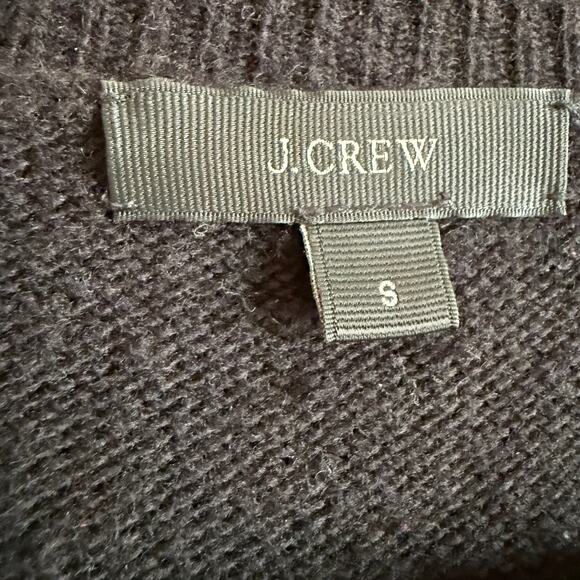 J.CREW | Black Wool Blend V Neck Sweater with Leather Elbow Patches | Small - Picture 3 of 6